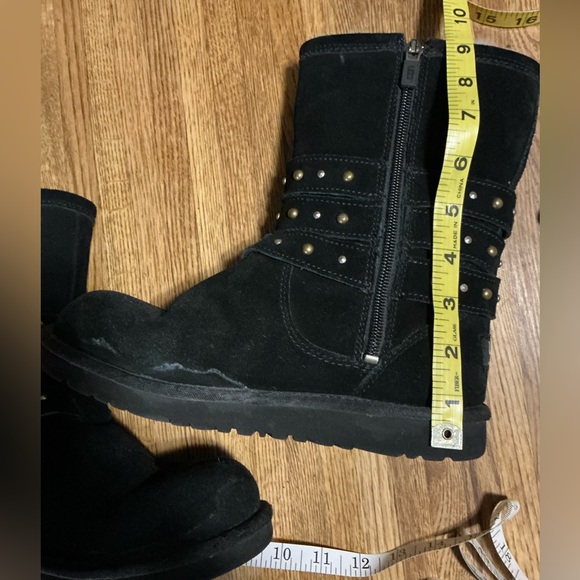 UGG Black Studded Suede Shearling Boots - Picture 2 of 8